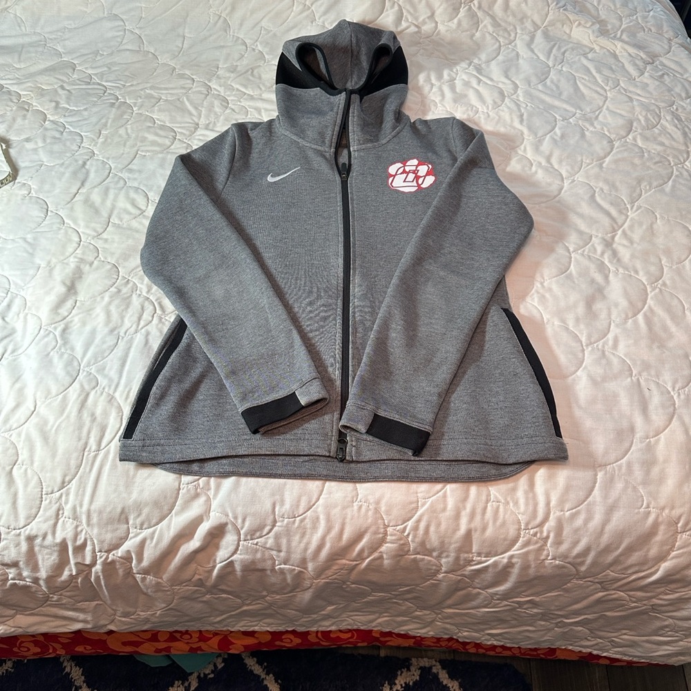Nike Gray Full-Zip Hoodie with Logo